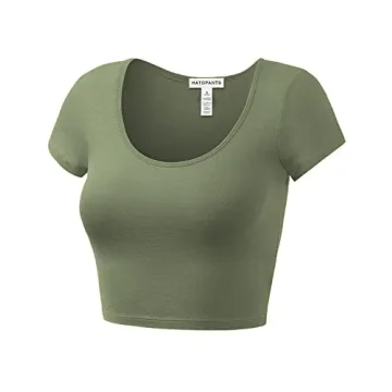 Trendy Women's Cotton Basic Scoop Neck Crop Tops