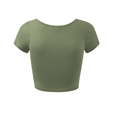 Trendy Women's Cotton Basic Scoop Neck Crop Tops