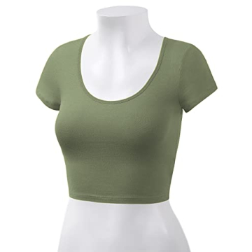 Trendy Women's Cotton Basic Scoop Neck Crop Tops