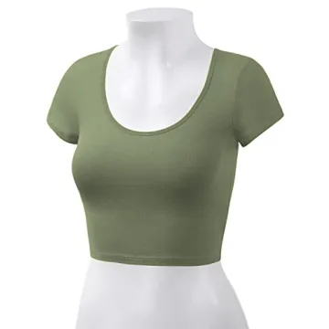 Trendy Women's Cotton Basic Scoop Neck Crop Tops