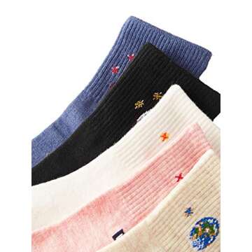 Milumia Women's Planet Pattern Socks Casual Novelty Crew Socks 5 Packs Multicolored One-Size
