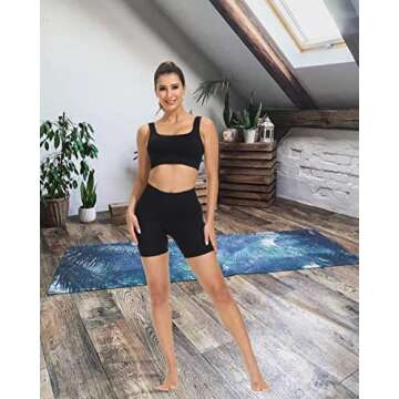 Hotexy Workout Sets for Women Active 2 Pieces Ribbed High Waisted Shorts with Seamless Sports Top Tracksuits Outfits