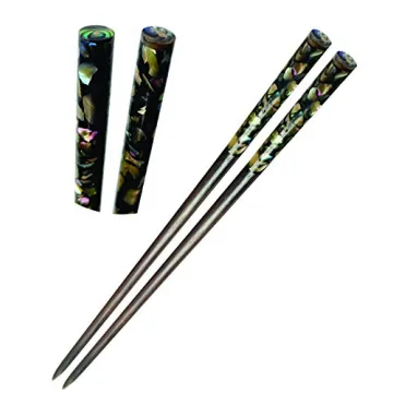 Wooden Hair chopsticks, The Head of Top Inlay with Mother of Pearl by Hand, Decorative Wooden Hair S...