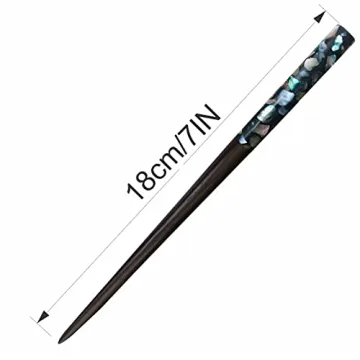 Elegant Wooden Hair Chopsticks with Mother of Pearl Inlays