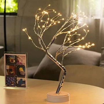 OTAVILEM LED Tabletop Bonsai Tree Light, Aesthetic Tree Lamps for Living Room, Cute Night Light, Battery/USB Operated, DIY Artificial Tree Lamp for Bedroom, Desktop,Christmas, Room Decor