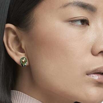 Swarovski Numina Stud Earrings, Green, Gold-tone plated