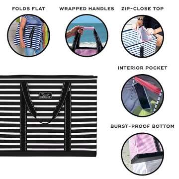 SCOUT 4 Boys Extra Large Tote Bag for Women - Utility Tote with Zipper Closure and Handles - Beach Bag, Storage, Travel Bag