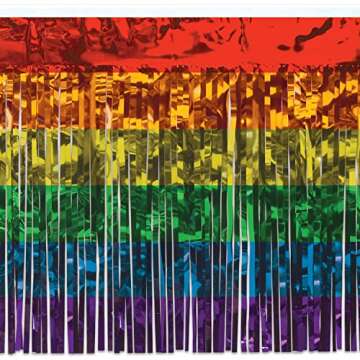 Beistle 1-Ply Metallic Table Skirting, Rainbow Multicolor Table Decor for Pride Celebrations, LGBTQ ...