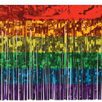 Beistle 1-Ply Metallic Table Skirting, Rainbow Multicolor Table Decor for Pride Celebrations, LGBTQ ...