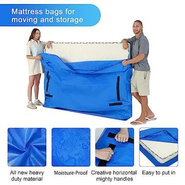 ELCAMO Queen 2 Pack Mattress Storage Bag Mattress Covers for Moving and Storage Mattress Bag for Mov...