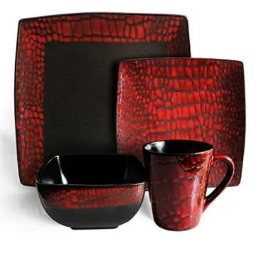 American Atelier 16-Piece Square Dinnerware Set in Red