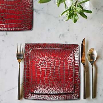 American Atelier 16-Piece Square Dinnerware Set in Red