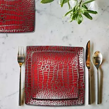 American Atelier 16-Piece Square Dinnerware Set in Red