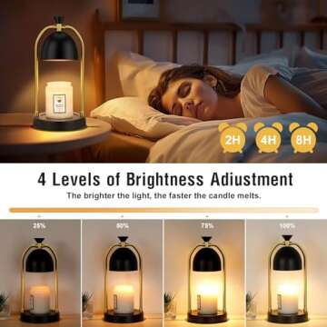 Black Candle Warmer Lamp with Timer - Dimmable Candle Light Warmer for Bedroom Decor, House Warming Gifts, Christmas Gifts