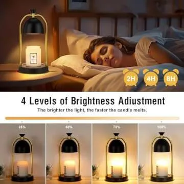 Black Candle Warmer Lamp with Timer - Dimmable Candle Light Warmer for Bedroom Decor, House Warming Gifts, Christmas Gifts