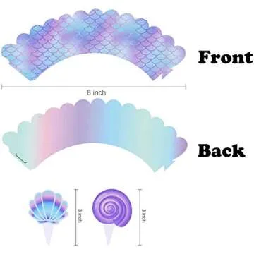 40Ct Mermaid Party Cupcake Toppers & Wrappers