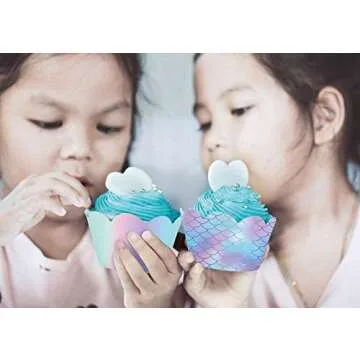 40Ct Mermaid Party Cupcake Toppers & Wrappers