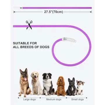 Joytale Light Up Dog Collar, Rechargeable Rainproof LED Collar for Night Walking Safety, Soft Silicone Glow in The Dark, Suitable for Small Medium Large Dogs, Purple