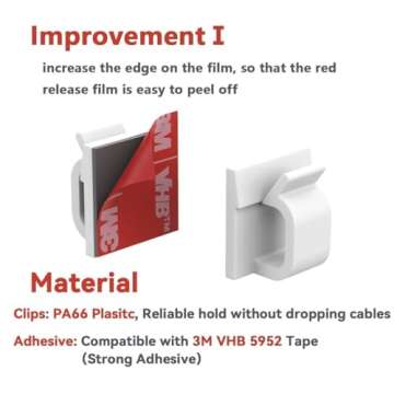 Yocice Cable Clips 40pcs with Strong Adhesive Tapes,Wire Holder Organizer Cord Management for Car, O...