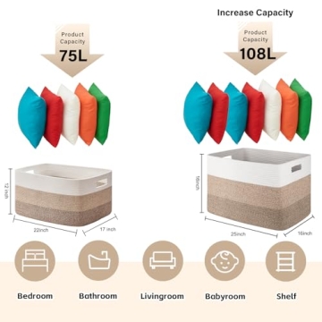 OIAHOMY Large Cotton Rope Storage Basket for Organizing