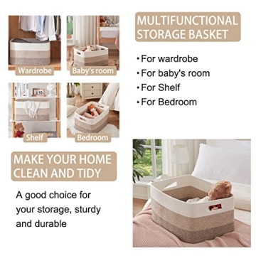 OIAHOMY Large Cotton Rope Storage Basket for Organizing