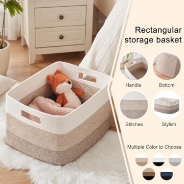 OIAHOMY Large Cotton Rope Storage Basket for Organizing