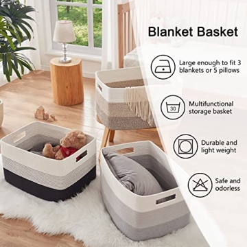 OIAHOMY Large Cotton Rope Storage Basket for Organizing