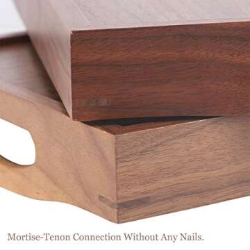 Royalling Black Walnut Serving Tray with Handle, Wooden Tray, Tea/Drink Tray, Dinner Serving Tray, Snack Tray (15.7X11.8 in)