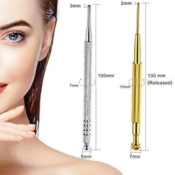 2 Pieces Facial Reflexology Massage Tool Retractable Acupuncture Pen, Stainless Steel Double Headed Spring Loaded Ear and Body Point Probe Pen (2 Pieces)