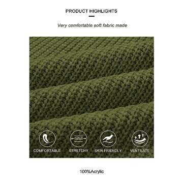 MEROKEETY Women's 2024 Long Sleeve Chunky Knit Sweaters 1/4 Zip Polo V Neck Casual Pullover Tops,ArmyGreen,S