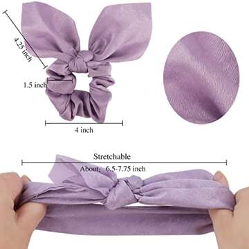 ACO-UINT 20 Pack Satin Scrunchies for Thick Hair, Hair Ties with Bow for Women's Hair, Bunny Ear Scr...