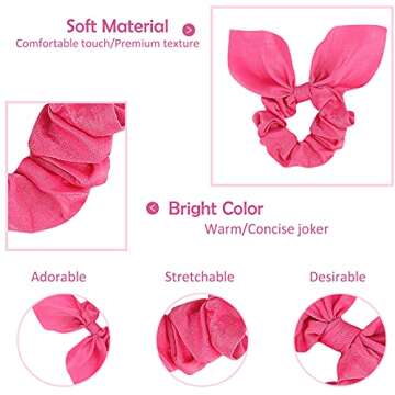 ACO-UINT 20 Pack Satin Scrunchies for Thick Hair, Hair Ties with Bow for Women's Hair, Bunny Ear Scrunchies, Hair Accessories for Girls, Silk Scrunchies in 20 Solid Warm Colors