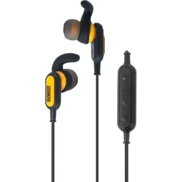 DEWALT Wireless Bluetooth Earphones - Jobsite Behind-Neck Wireless Headphones - Water-Resistant Wireless Earphones with Microphone - 20+ H Playtime