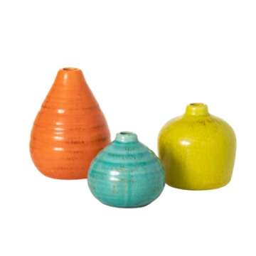 Sullivans Ceramic Vase Set- 3 Small Vases, Rustic Home Décor, Modern Farmhouses; Ideal Shelf Décor, Table Décor, Bookshelf, Mantle, Multicolored (CM2219)