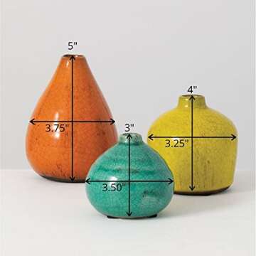 Sullivans Ceramic Vase Set- 3 Small Vases, Rustic Home Décor, Modern Farmhouses; Ideal Shelf Décor, Table Décor, Bookshelf, Mantle, Multicolored (CM2219)