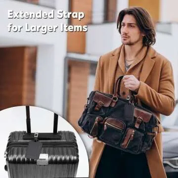 Travelambo 8 Pack Luggage Tags Faux Leather for Suitcases Travel Bag Labels with Protection Cover ID (Black)