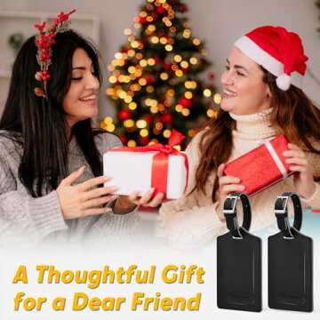 Travelambo 8 Pack Luggage Tags Faux Leather for Suitcases Travel Bag Labels with Protection Cover ID (Black)