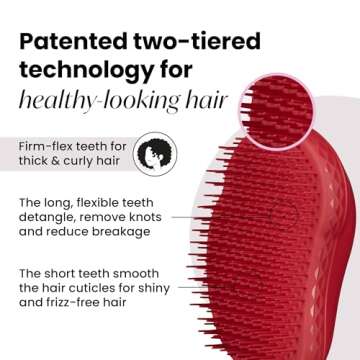 Tangle Teezer Original Detangler Brush, Dry & Wet Hair Brush for Thick & Curly Hair Types, Salsa Red