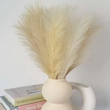 WXILIBE Faux Pampas Grass Bouquet 12pcs 3 Colors 24“/62cm, Natural Fluffy Artificial Pampa Grass Decor Reed, Boho Wedding Decor, Home Decor (White Beige Grey)
