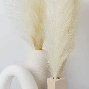 WXILIBE Faux Pampas Grass Bouquet 12pcs 3 Colors 24“/62cm, Natural Fluffy Artificial Pampa Grass Decor Reed, Boho Wedding Decor, Home Decor (White Beige Grey)