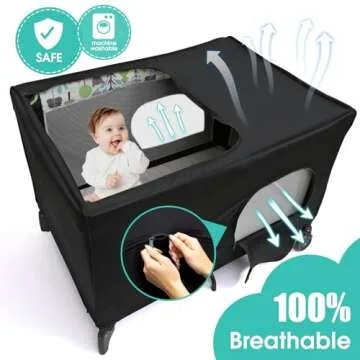 BROLEX Pack N Play Blackout Cover: Stretch Breathable Baby Playard Canopy Tent Black