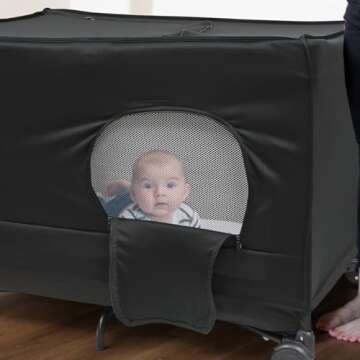 BROLEX Pack N Play Blackout Cover: Stretch Breathable Baby Playard Canopy Tent Black