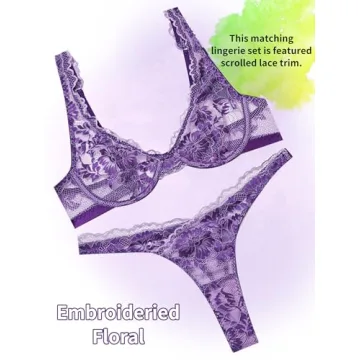 Dlsave Lingerie Set - Elegant Lace for Women in Purple