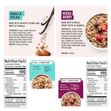 Purely Elizabeth Organic Oats, Instant Oatmeal, 1.76 oz Cup + King Combos QR Code Mixed pack with (Seasonal (Vanilla e Mixed Berries (1 each))