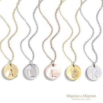 Initial Disc Necklace, Personalized Rose Gold, Silver Jewelry for Women, Best Friend, Bridesmaid Gift, Custom Charm Pendant – CN