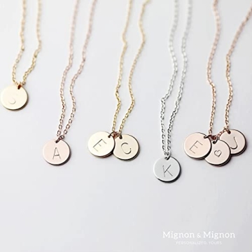 Initial Disc Necklace, Personalized Rose Gold, Silver Jewelry for Women, Best Friend, Bridesmaid Gift, Custom Charm Pendant – CN