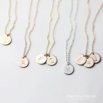 Initial Disc Necklace, Personalized Rose Gold, Silver Jewelry for Women, Best Friend, Bridesmaid Gift, Custom Charm Pendant – CN