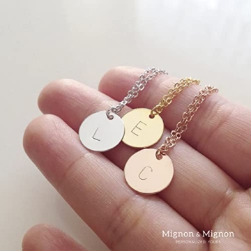 Initial Disc Necklace, Personalized Rose Gold, Silver Jewelry for Women, Best Friend, Bridesmaid Gift, Custom Charm Pendant – CN