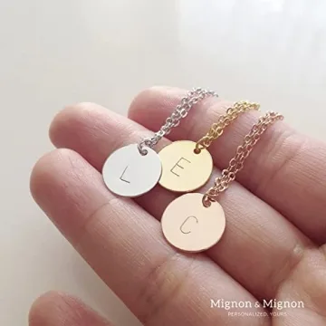 Initial Disc Necklace, Personalized Rose Gold, Silver Jewelry for Women, Best Friend, Bridesmaid Gift, Custom Charm Pendant – CN