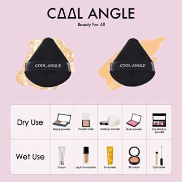 COOL-ANGLE 6Pcs Triangle Makeup Powder Puffs for Flawless Beauty - Soft and Washable Applicators